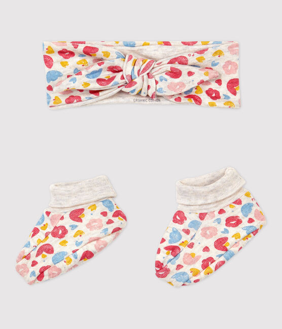 Set mit Haarband und Schuhen aus Bio-Baumwolle mit Blumenmuster für Mädchen variante 1