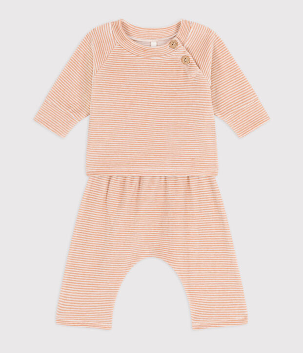 Zweiteiliges Baby-Set aus Nicki beige/weiss