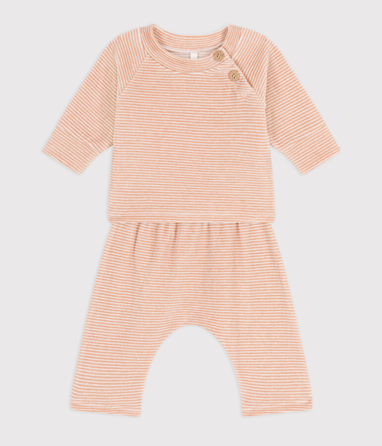 Zweiteiliges Baby-Set aus Nicki beige/weiss