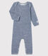 Baby-Body mit langen Beinen und Streifen aus Wolle und Baumwolle