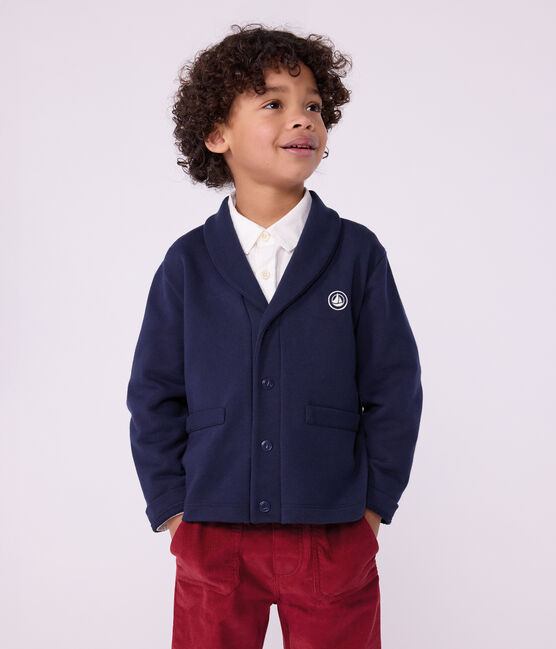 Kinder-Cardigan aus einfarbiger Baumwolle blau SMOKING