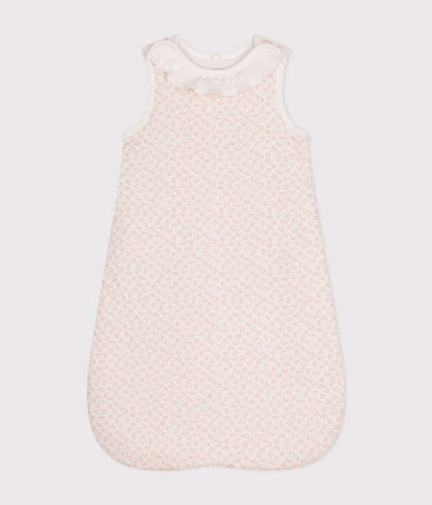Gebl&uuml;mter Babyschlafsack TOG 2 aus Baumwolle weiss/rosa