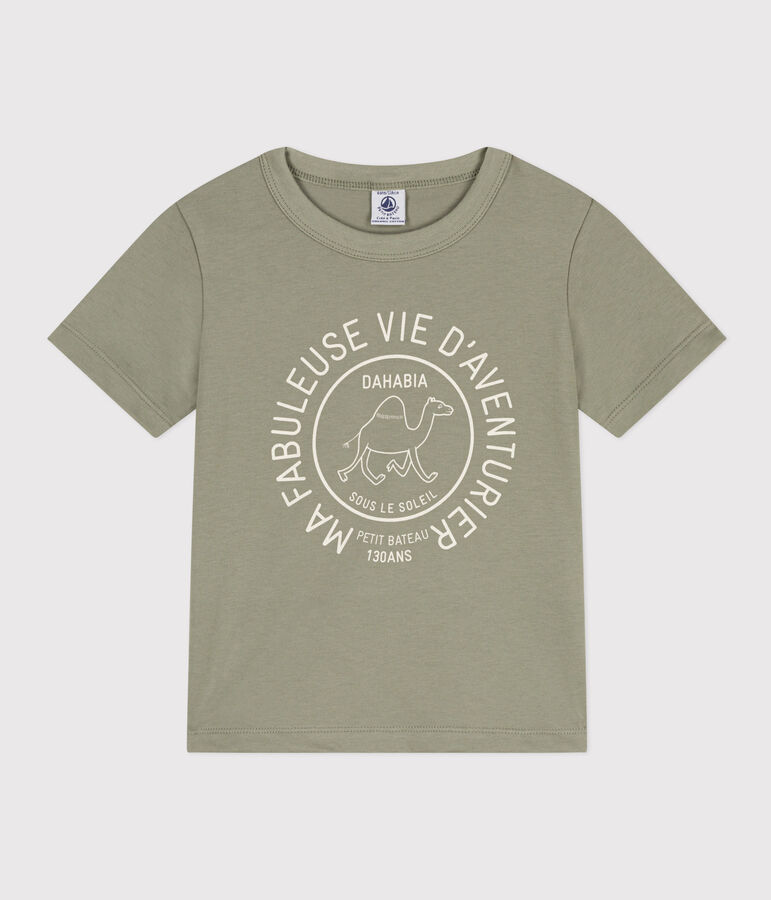 Kurz&auml;rmeliges Kinder-T-Shirt aus Baumwolle f&uuml;r Jungen gr&uuml;n/naturfarben