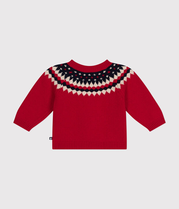 Baby-Strickpullover mit Wollanteil rot/vielfarbig