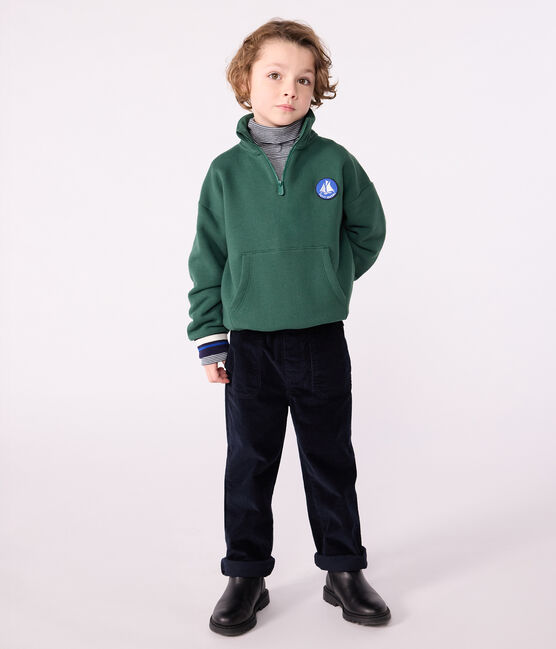 Kinder-Sweatshirt mit Reiverschluss-Kragen aus einfarbiger Baumwolle WILLOW