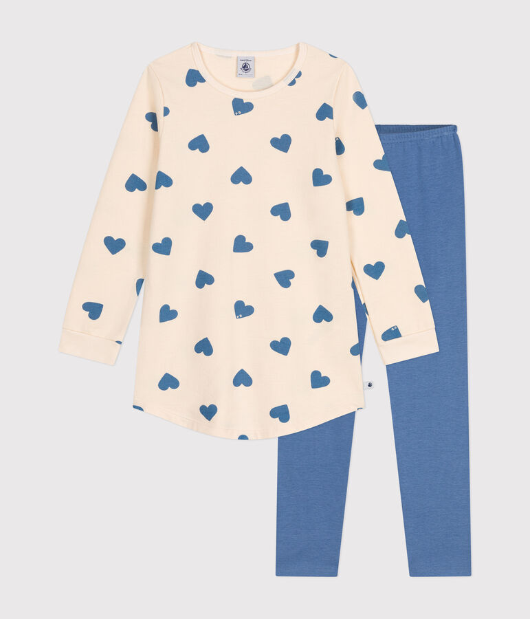 Kinder-Nachthemd aus aufgerautem Molton mit Herzen blau BEACH/ AVALANCHE