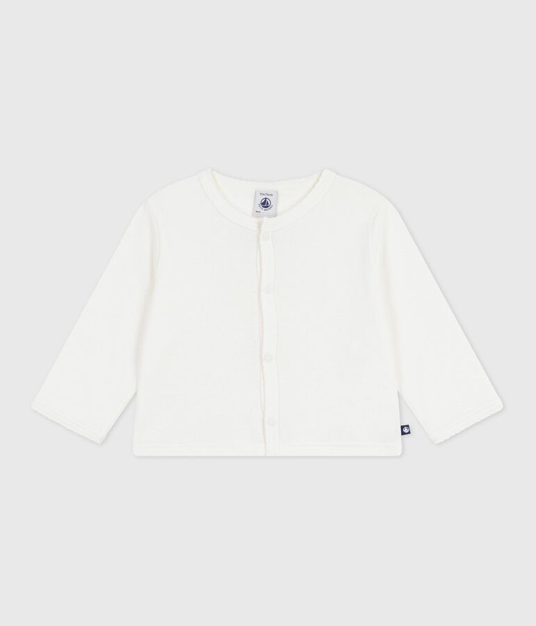Baby-Cardigan aus einfarbiger Baumwolle weiss