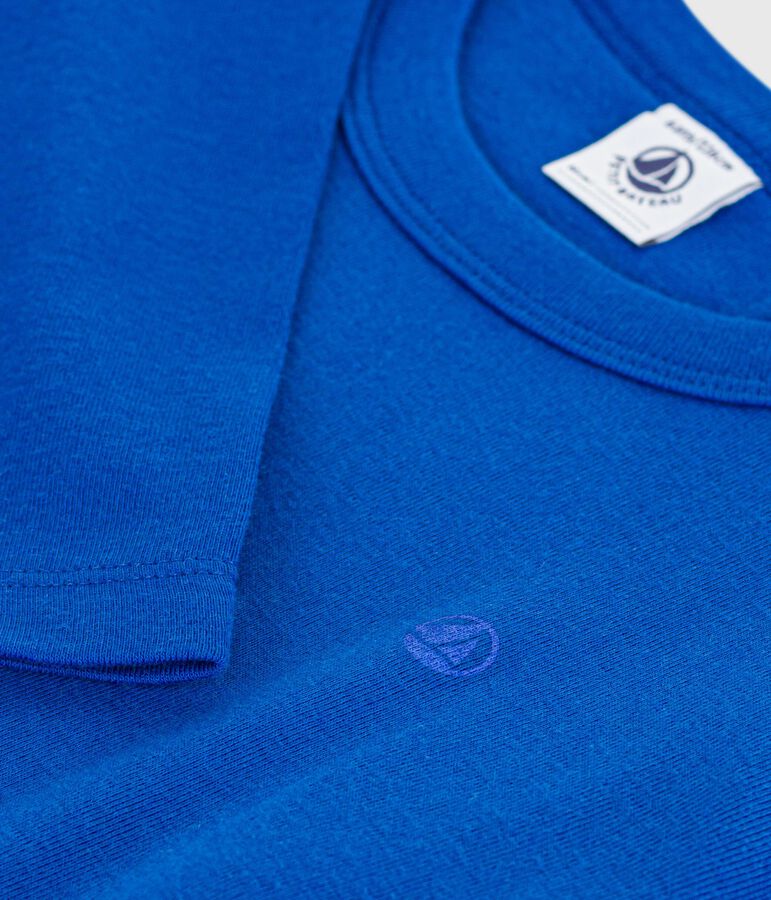 Lang&auml;rmeliges Kinder-T-Shirt aus einfarbiger Baumwolle blau