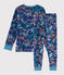 Kinderpyjama aus Doppeljersey mit Dschungelaufdruck für Jungen blau MEDIEVAL/weiss MULTICO