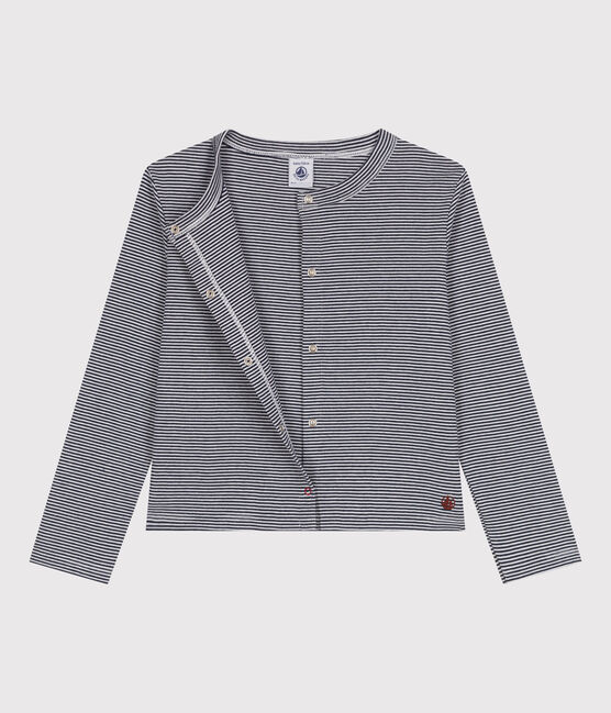 Kinder-Cardigan aus Baumwolle mit Streifen blau SMOKING/weiss MARSHMALLOW