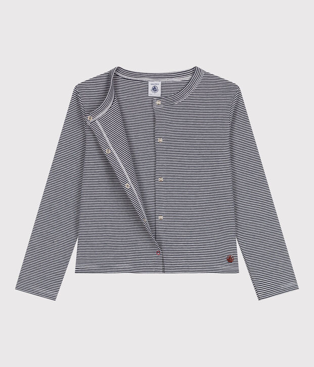 Kinder-Cardigan aus Baumwolle mit Streifen blau/weiss