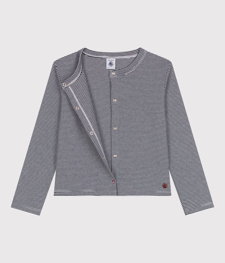 Kinder-Cardigan aus Baumwolle mit Streifen blau/weiss