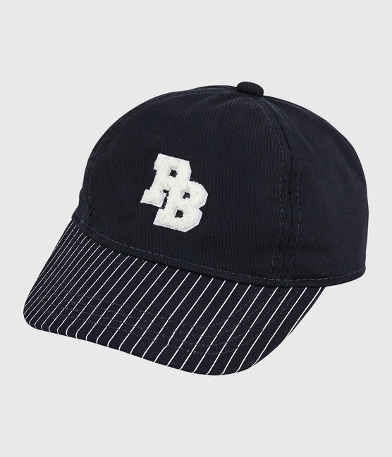 Baby-Schirmmütze mit Applikation aus Bouclé Jungen blau SMOKING/weiss MARSHMALLOW