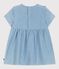 Kurzärmeliges Baby-Kleid aus Chambray mit Herz-Stickereien blau BLEU CLAIR