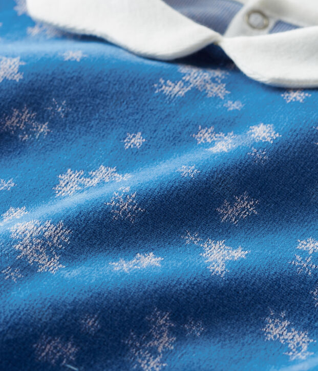 Baby-Strampler aus Nicki f&uuml;r M&auml;dchen blau/weiss