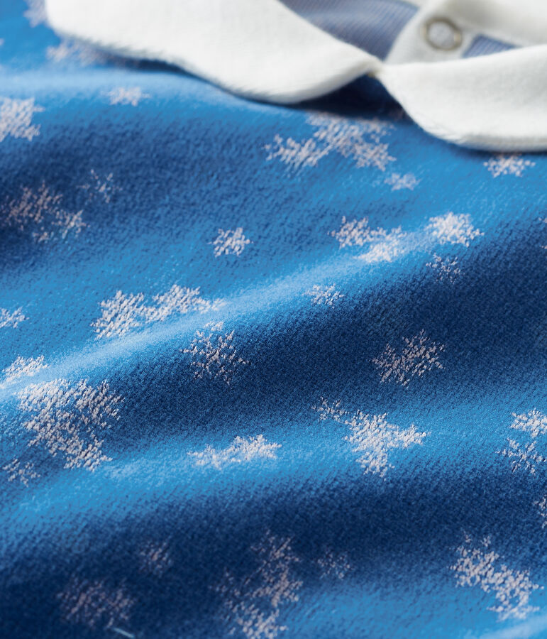 Baby-Strampler aus Nicki f&uuml;r M&auml;dchen blau/weiss