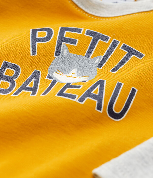 Baby-T-Shirt aus Baumwolle gelb/grau