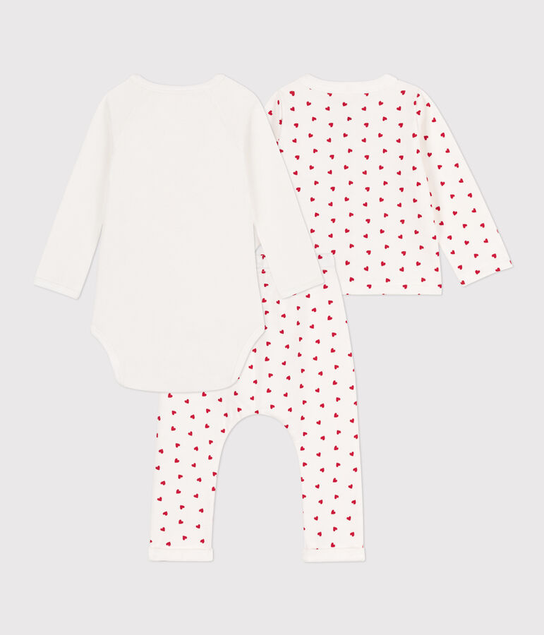 Baby-Set aus bedruckter Baumwolle weiss/rot