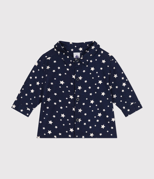 Baby-Hemd aus Flanell blau/weiss