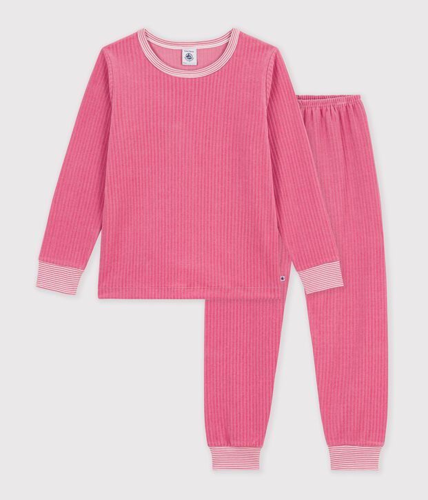 Kinder-Pyjama aus einfarbigem Feincord rosa