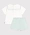 2-teiliges Baby-Set aus Baumwolle/Leinen, Oberteil mit Matrosenkragen weiss/blau