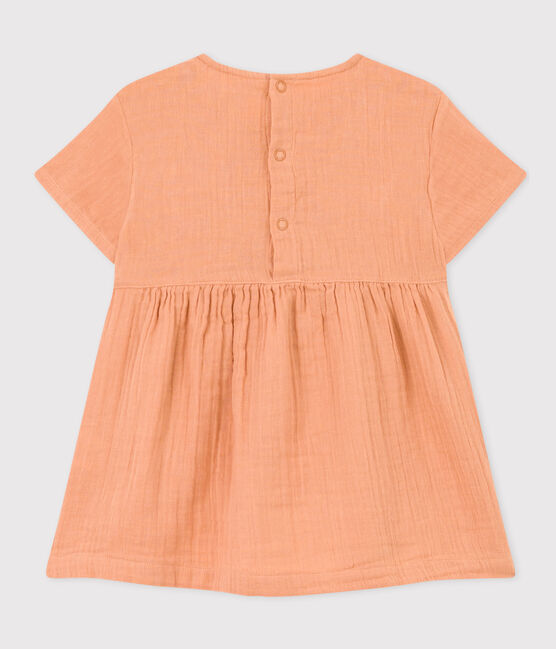 Kurzärmeliges Babykleid aus Baumwollgaze rosa SIENNA