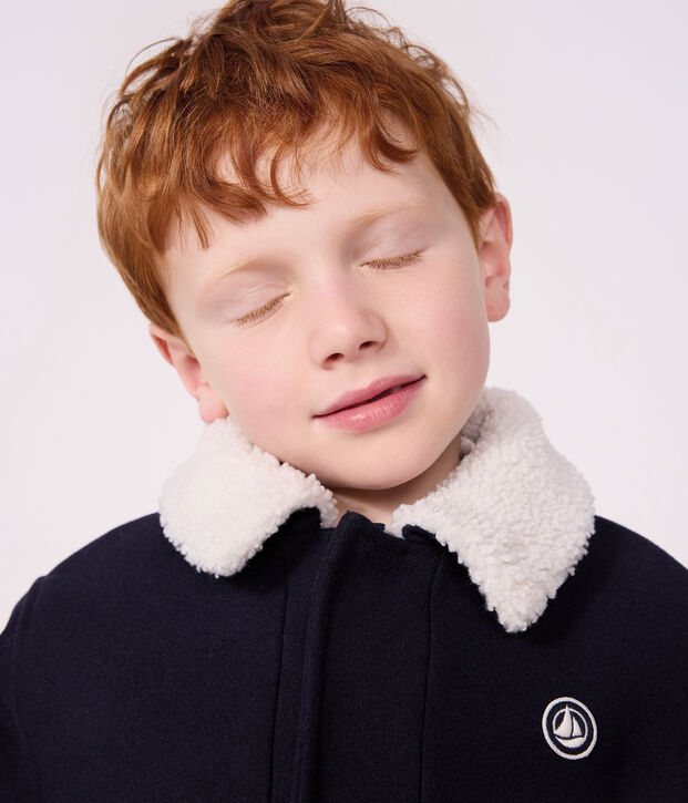 Kinderjacke im Caban-Stil aus einfarbiger Schurwolle SMOKING