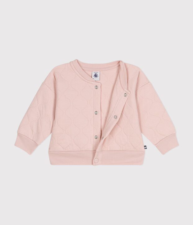 Baby-Teddyjacke aus gestepptem Doppeljersey rosa
