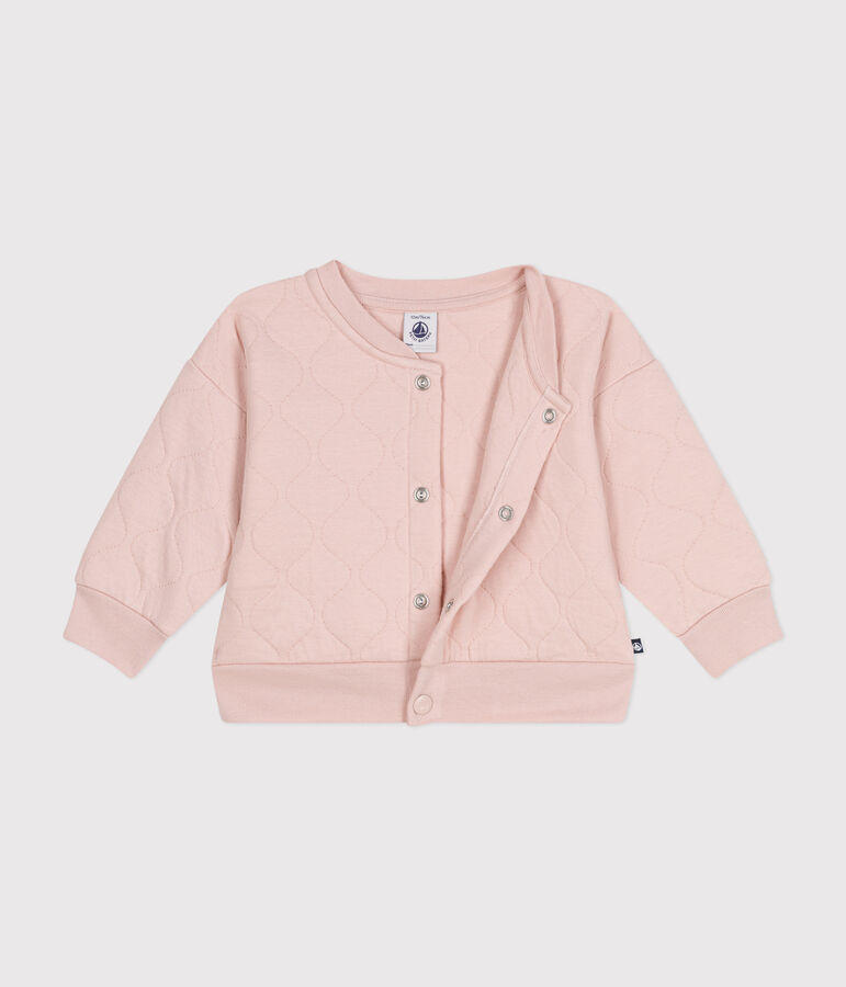 Baby-Teddyjacke aus gestepptem Doppeljersey rosa