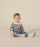 Baby-Pullover aus Woll- und Baumwollstrick weiss MARSHMALLOW/blau SMOKING
