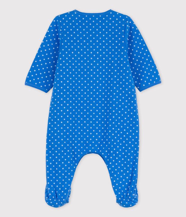 Baby-Bodyjama aus Bio-Baumwolle blau/weiss