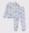 Kinder-Pyjama aus Nicki mit Schneemann-Motiv blau/vielfarbig