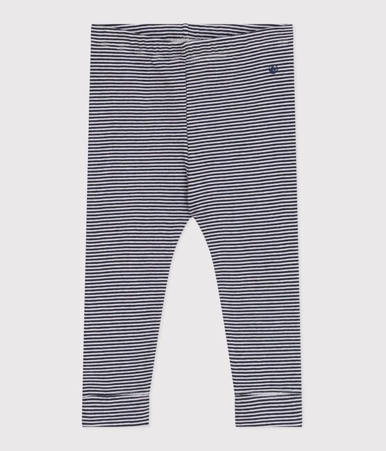 Baby-Leggings aus Baumwolle mit Ringelstreifen blau SMOKING/weiss MARSHMALLOW