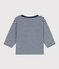 Langärmeliges Baby-T-Shirt aus gestreiftem geflammtem Jersey blau MEDIEVAL/weiss MARSHMALLOW