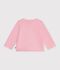 Baby-Cardigan aus einfarbiger Baumwolle mit Herzaufn&auml;her rosa