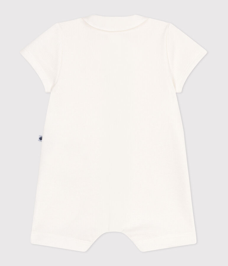 Baby-Strampler aus Baumwolle mit besticktem Kragen weiss