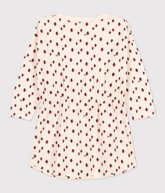 Bedrucktes Kinderkleid aus Doppeljersey für Mädchen weiss AVALANCHE/ MULTICO