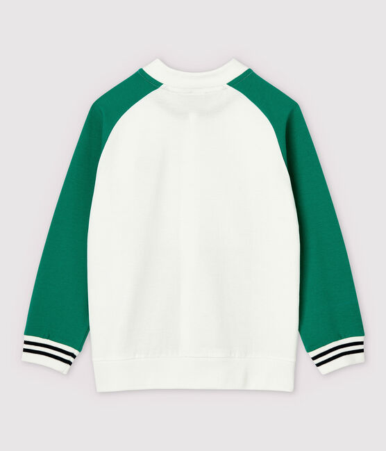 Kinder-Cardigan aus Molton für Jungen weiss MARSHMALLOW/weiss MULTICO