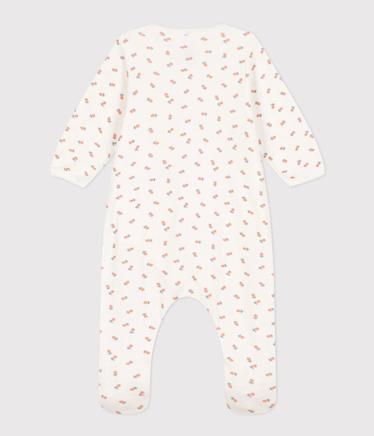 Baby-Bodyjama aus Doppeljersey mit Blumen weiss/vielfarbig
