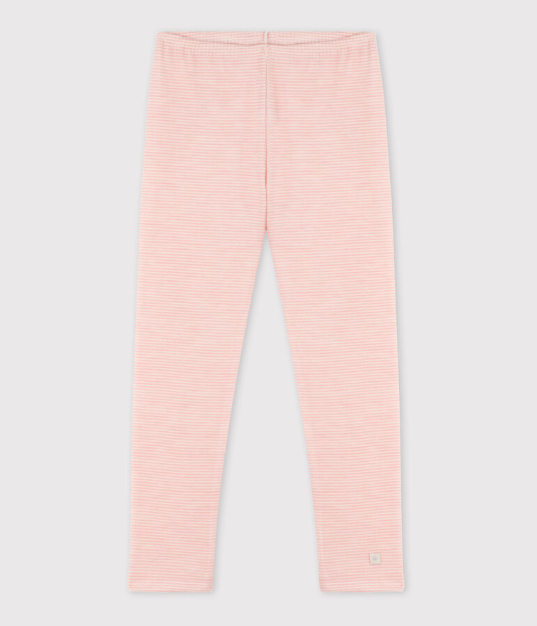 Leggins mit Ringelstreifen aus Wolle und Baumwolle f&uuml;r M&auml;dchen rosa/weiss