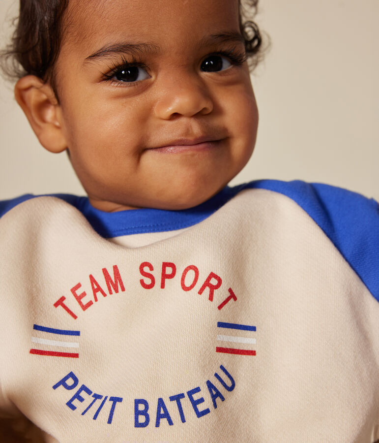 Baby-Sweatshirt aus Molton naturfarben/blau