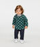 Langärmelige gemusterte Baby-Bluse für Mädchen grün SOUSBOIS/weiss MARSHMALLOW