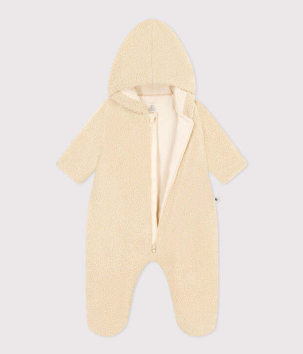 Baby-Schneeanzug mit Kapuze aus Sherpa naturfarben