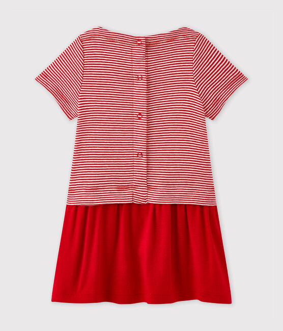 Baby-Mädchen-Kleid mit Milleraies-Ringelmuster rot TERKUIT/weiss MARSHMALLOW