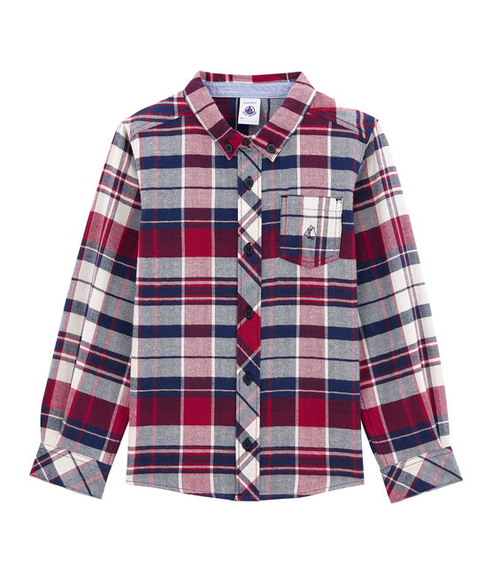 Kariertes Jungen Hemd aus Twill blau SMOKING/rot TERKUIT/ OGRE