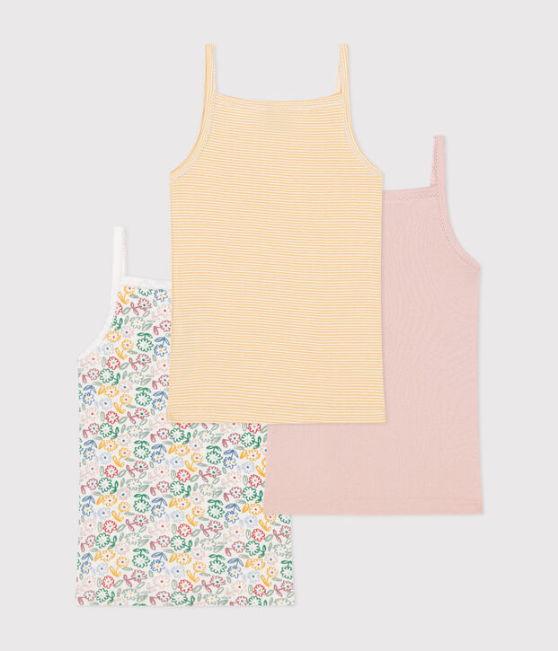 3er-Set Kinder-Spaghetti-Tops mit Blumenmotiv vielfarbig