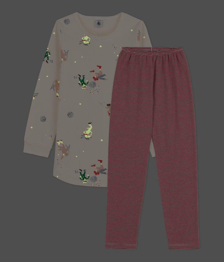 Phosphoreszierendes Nachthemd aus Molton und Baumwolle f&uuml;r M&auml;dchen naturfarben/vielfarbig