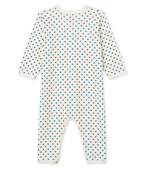 Baby-Strampler ohne Fuß aus Rippstrick für Mädchen weiss MARSHMALLOW/blau CONTES CN