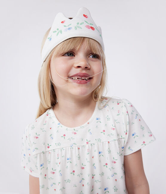 Kinder-Nachthemd zum Verkleiden mit Stirnband aus Baumwolle weiss MARSHMALLOW/weiss MULTICO