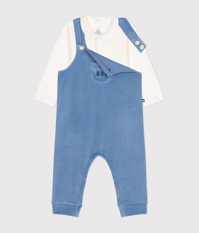Baby-Set Latzhose aus Nicki blau